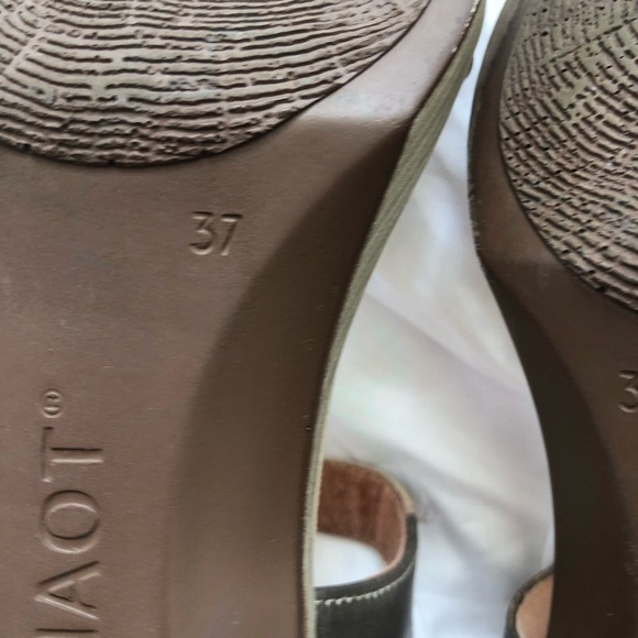 Brown Leather Open Toe Sandal Heels - Picture 11 of 12